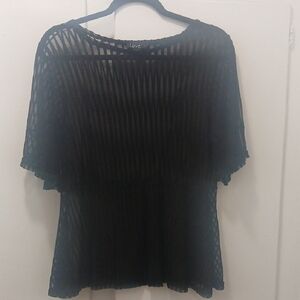 Love Black Striped Sheer Blouse